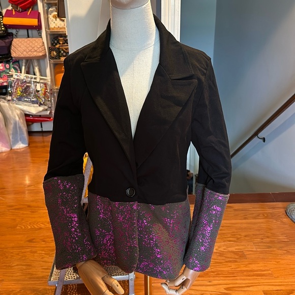 Terez (Sample) Starry Night Blazer Black with Purple Foil (S) NWT - Picture 11 of 11